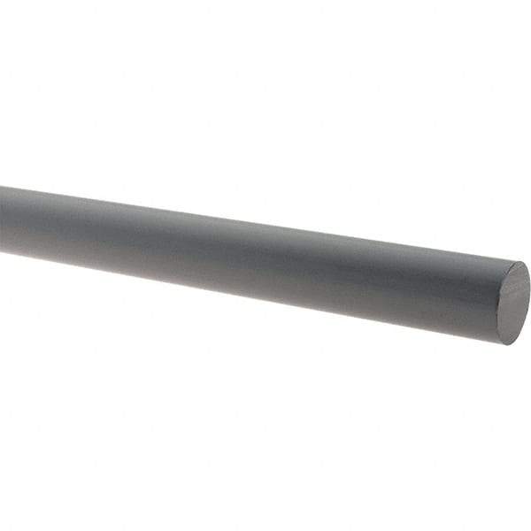 Made in USA - 5' Long, 1-3/4" Diam, CPVC Plastic Rod - Gray - Exact Industrial Supply