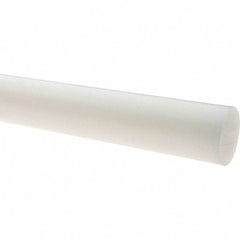 Value Collection - 4' Long, 2-1/4" Diam, Polyethylene (LDPE) Plastic Rod - White - Exact Industrial Supply