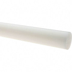 Value Collection - 2' Long, 3-1/2" Diam, Polyethylene (HDPE) Plastic Rod - White - Exact Industrial Supply