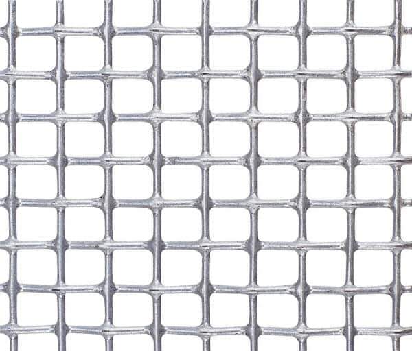 Value Collection - 25 Gage, 0.02 Inch Wire Diameter, 10 x 10 Mesh per Linear Inch, Steel, Wire Cloth - 0.08 Inch Opening Width, 36 Inch Wide, Cut to Length, Galvanized after Weave - Exact Industrial Supply