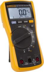 Fluke - 115, CAT III, 600 VAC/VDC, Digital True RMS Auto Ranging Manual Ranging Multimeter - 40 mOhm, Measures Voltage, Capacitance, Current, Frequency, Resistance - Exact Industrial Supply