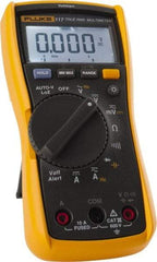 Fluke - 117, CAT III, 600 VAC/VDC, Digital True RMS Auto Ranging Manual Ranging Multimeter - 40 mOhm, Measures Voltage, Capacitance, Current, Frequency, Resistance - Exact Industrial Supply