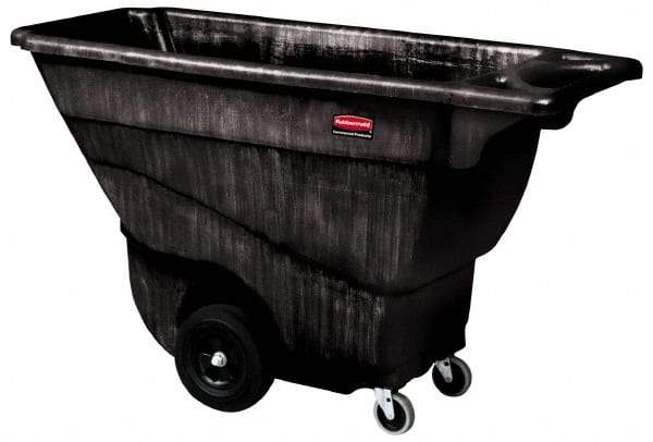 Rubbermaid - 450 Lb Load Capacity, 1/2 Cu Yd, Polyethylene Tilt Truck - 26-7/8" Wide x 57-3/8" Long x 33-7/8" High, Black - Exact Industrial Supply