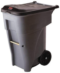 Rubbermaid - 65 Gal Gray Rectangle Trash Can - Polyethylene, 41.8" High x 32.3" Long x 25.3" Wide - Exact Industrial Supply