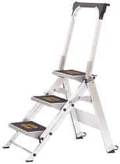 Little Giant Ladder - 3 Steps, 2-1/4' High, Type IA Rating, Aluminum Step Ladder - 300 Lb Capacity, 21-3/4" Base Width - Exact Industrial Supply