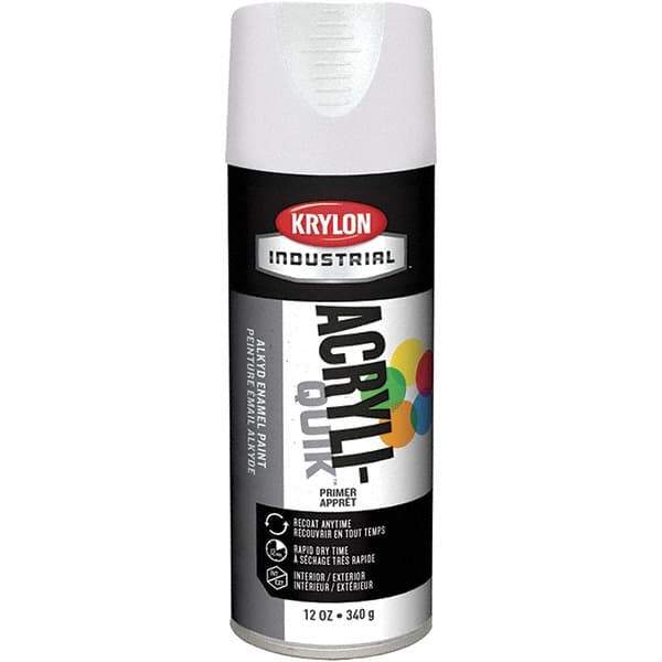 Krylon - 16 oz White Acrylic Lacquer Enamel Primer - 15 to 20 Sq Ft/Gal, 365 gL Content, Direct to Metal, Spray - Exact Industrial Supply