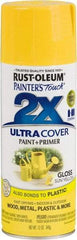 Rust-Oleum - Sun Yellow, Gloss, Enamel Spray Paint - 8 to 12 Sq Ft per Can, 12 oz Container - Exact Industrial Supply