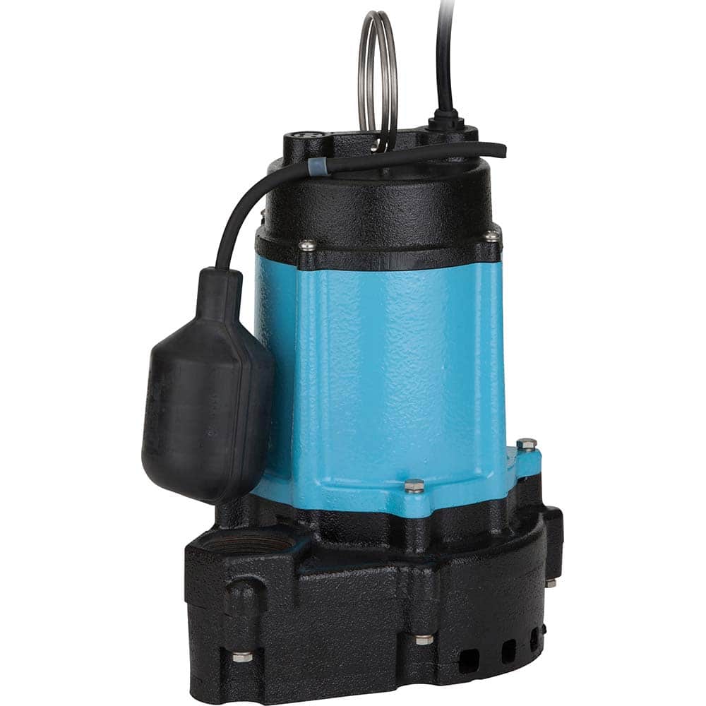 Sump Sewage & Effluent Pump: Piggyback Mechanical Float, 1/2 hp, 6.5A, 115V 1-1/2″ Outlet, Cast Iron Housing