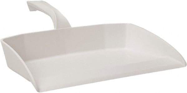 Vikan - 12-1/2" Wide Handheld Dustpan - Plastic Body, 4-1/2" Handle, White - Exact Industrial Supply