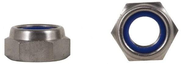 Value Collection - 5/16-18 UNC 18-8 Heavy Hex Lock Nut with Nylon Insert - 9/16" Width Across Flats, 5/16" High, Uncoated - Exact Industrial Supply