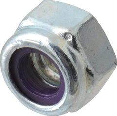Value Collection - 1/4-20 UNC Grade B Hex Lock Nut with Nylon Insert - 7/16" Width Across Flats, 5/16" High, Zinc-Plated Finish - Exact Industrial Supply