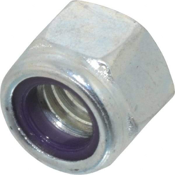 Value Collection - 3/8-16 UNC Grade B Hex Lock Nut with Nylon Insert - 9/16" Width Across Flats, 29/64" High, Zinc-Plated Finish - Exact Industrial Supply