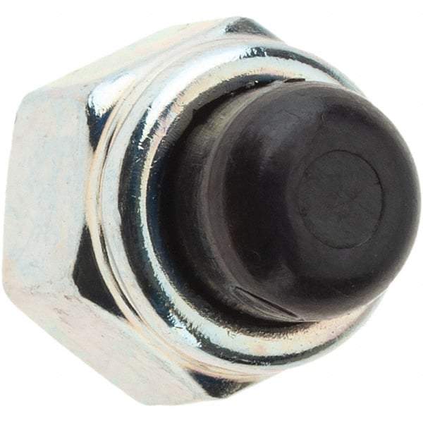 Value Collection - 1/4-28" UNF, 7/16" Width Across Flats, Zinc Plated, Steel Acorn Nut - 31/64" Overall Height, Nylon Insert Type, Grade 2 - Exact Industrial Supply