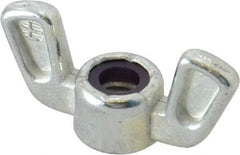 Value Collection - 1/4-20 UNC, Zinc Plated, Zinc Alloy Nylon-Insert Locking Wing Nut - Grade 2, 1-1/4" Wing Span, 19/32" Wing Span - Exact Industrial Supply