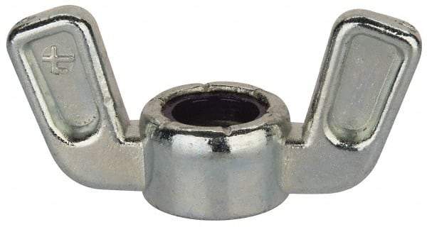 Value Collection - 3/8-16 UNC, Zinc Plated, Zinc Alloy Nylon-Insert Locking Wing Nut - Grade 2, 1-1/2" Wing Span, 0.718" Wing Span - Exact Industrial Supply