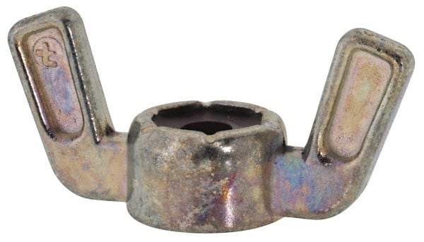 Value Collection - #8-32 UNC, Zinc Plated, Zinc Alloy Nylon-Insert Locking Wing Nut - Grade 2, 1.031" Wing Span, 1/2" Wing Span - Exact Industrial Supply