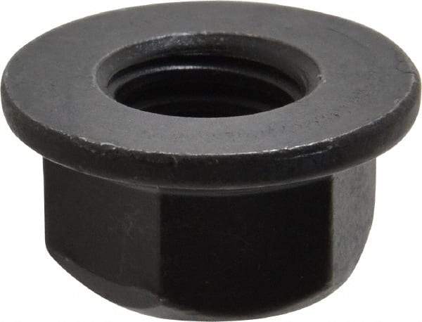 Value Collection - 1/2-13 UNC Grade G Hex Flange Lock Nut with Distorted Thread - 3/4" Width Across Flats, 27/64" High, Phosphate & Oil Finish - Exact Industrial Supply