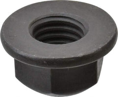 Value Collection - 5/8-11 UNC Grade G Hex Flange Lock Nut with Distorted Thread - 15/16" Width Across Flats, 11/16" High, Phosphate & Oil Finish - Exact Industrial Supply