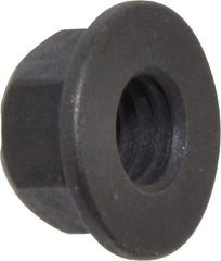 Value Collection - 3/8-16 UNC Grade G Hex Flange Lock Nut with Distorted Thread - 9/16" Width Across Flats, 27/64" High, Phosphate & Oil Finish - Exact Industrial Supply