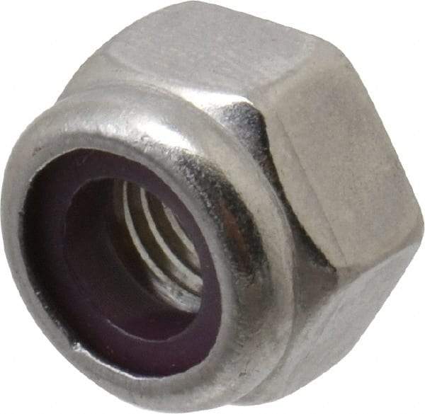 Value Collection - 1/4-28 UNF 18-8 Hex Lock Nut with Nylon Insert - 7/16" Width Across Flats, 5/16" High - Exact Industrial Supply