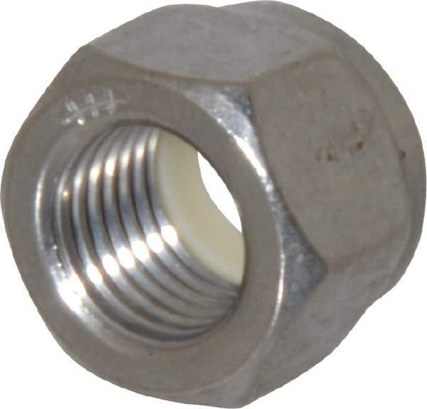 Value Collection - 3/8-24 UNF 18-8 Hex Lock Nut with Nylon Insert - 9/16" Width Across Flats, 29/64" High, Uncoated - Exact Industrial Supply