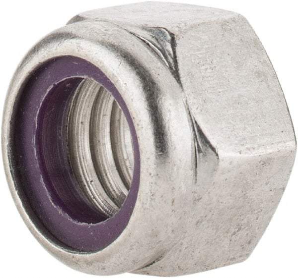 Value Collection - 7/16-14 UNC 18-8 Hex Lock Nut with Nylon Insert - 5/8" Width Across Flats, 29/64" High - Exact Industrial Supply