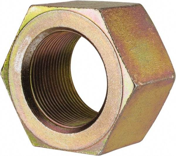 Value Collection - 1-3/4 - 12 UN Steel Right Hand Hex Nut - 2-3/4" Across Flats, 1-1/2" High, Zinc Yellow Dichromate Finish - Exact Industrial Supply