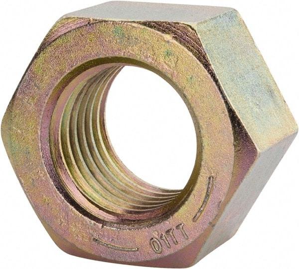 Value Collection - 2 - 4-1/2 UNC Steel Right Hand Hex Nut - 3-1/8" Across Flats, 1-23/32" High, Zinc Yellow Dichromate Finish - Exact Industrial Supply