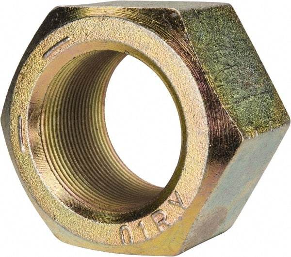 Value Collection - 2-12 UN Steel Right Hand Hex Nut - 3-1/8" Across Flats, 1-23/32" High, Zinc Yellow Dichromate Finish - Exact Industrial Supply