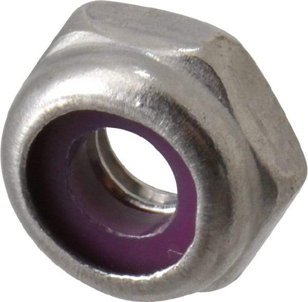 Value Collection - #10-32 UNF 18-8 Hex Lock Nut with Nylon Insert - 3/8" Width Across Flats, 3/16" High, Uncoated - Exact Industrial Supply