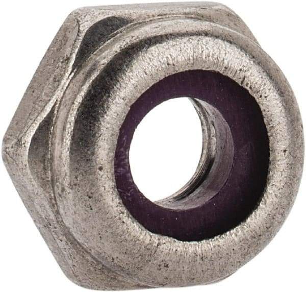 Value Collection - #10-24 UNC 18-8 Hex Lock Nut with Nylon Insert - 3/8" Width Across Flats, 3/16" High, Uncoated - Exact Industrial Supply