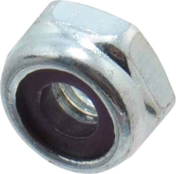 Value Collection - #10-32 UNF Grade 2 Hex Lock Nut with Nylon Insert - 3/8" Width Across Flats, 3/16" High, Zinc-Plated Finish - Exact Industrial Supply
