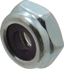 Value Collection - #10-24 UNC Grade 2 Hex Lock Nut with Nylon Insert - 3/8" Width Across Flats, 3/16" High, Zinc-Plated Finish - Exact Industrial Supply