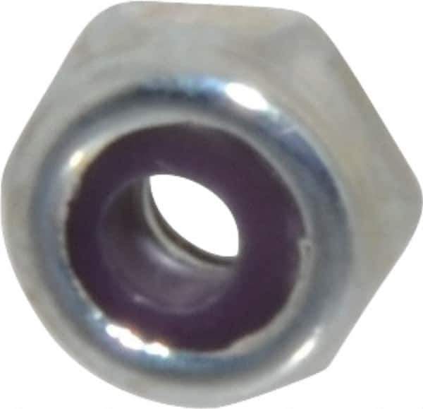 Value Collection - #4-40 UNC Grade 2 Hex Lock Nut with Nylon Insert - 1/4" Width Across Flats, 1/8" High, Zinc-Plated Finish - Exact Industrial Supply