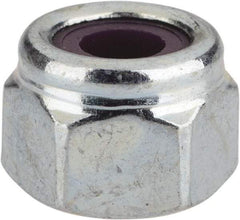 Value Collection - 1/4-20 UNC Grade 2 Heavy Hex Lock Nut with Nylon Insert - 1/2" Width Across Flats, 3/8" High, Zinc-Plated Finish - Exact Industrial Supply