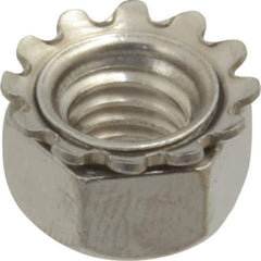 Value Collection - 5/16-18, 0.328" High, Uncoated, Stainless Steel Hex Nut with External Tooth Washer - 37/64" Washer Diam, 1/2" Width Across Flats, Grade 18-8 - Exact Industrial Supply