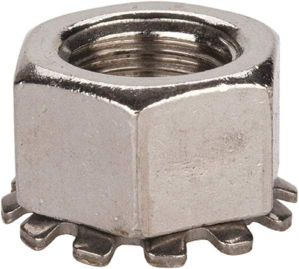 Value Collection - 3/8-24, 0.391" High, Uncoated, Stainless Steel Hex Nut with External Tooth Washer - 21/32" Washer Diam, 9/16" Width Across Flats, Grade 18-8 - Exact Industrial Supply