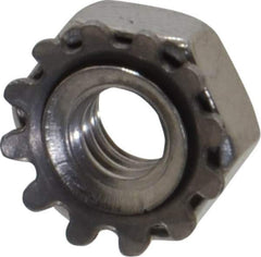 Value Collection - #8-32, 5/32" High, Uncoated, Stainless Steel Hex Nut with External Tooth Washer - 3/8" Washer Diam, 11/32" Width Across Flats, Grade 18-8 - Exact Industrial Supply