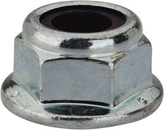 Value Collection - 5/16-18 UNC Grade 2 Hex Flange Lock Nut with Nylon Insert - 1/2" Width Across Flats, 3/8" High, Zinc-Plated Finish - Exact Industrial Supply