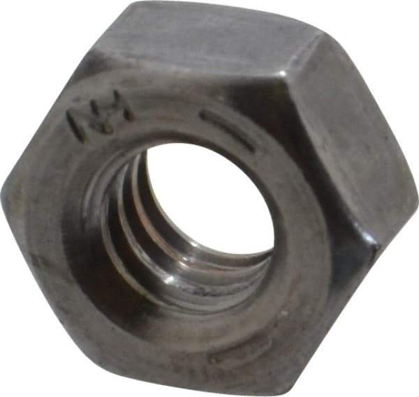Value Collection - 1/4-20 UNC Steel Right Hand Hex Nut - 7/16" Across Flats, 0.226" High, Uncoated - Exact Industrial Supply