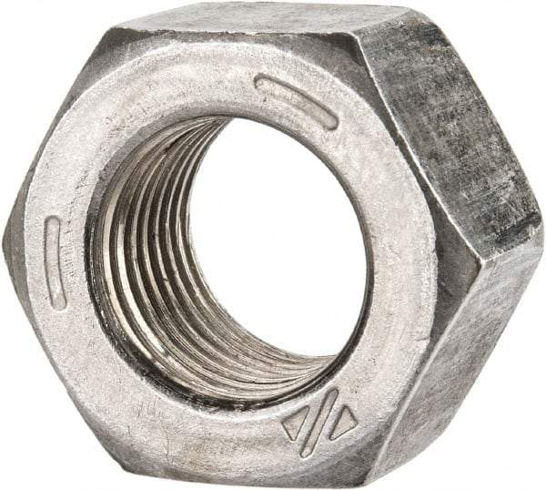 Value Collection - 9/16-18 UNF Steel Right Hand Hex Nut - 7/8" Across Flats, 0.496" High, Uncoated - Exact Industrial Supply