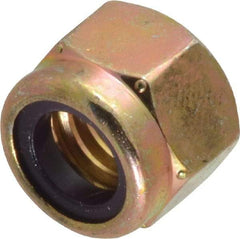 Value Collection - 3/8-16 UNC Grade 8 Hex Lock Nut with Nylon Insert - 9/16" Width Across Flats, 29/64" High, Zinc Yellow Dichromate Finish - Exact Industrial Supply