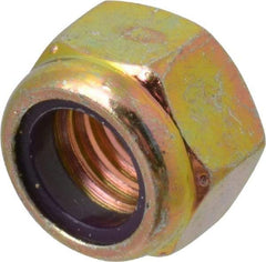 Value Collection - 7/16-14 UNC Grade 8 Hex Lock Nut with Nylon Insert - 5/8" Width Across Flats, 29/64" High, Zinc Yellow Dichromate Finish - Exact Industrial Supply