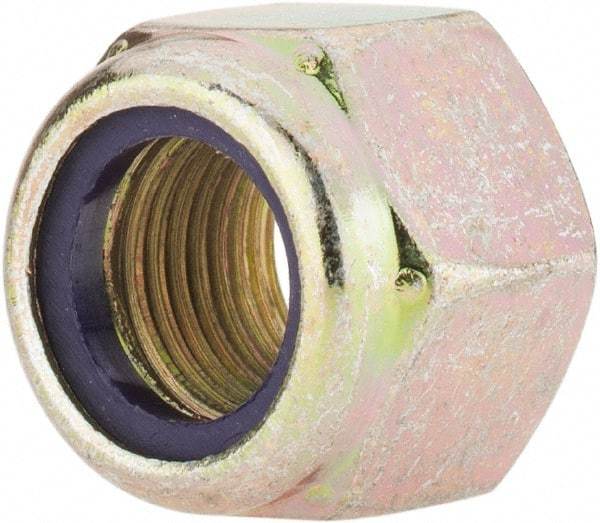 Value Collection - 1/2-20 UNF Grade 8 Hex Lock Nut with Nylon Insert - 3/4" Width Across Flats, 19/32" High, Zinc Yellow Dichromate Finish - Exact Industrial Supply