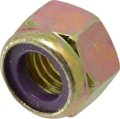 Value Collection - 9/16-12 UNC Grade 8 Hex Lock Nut with Nylon Insert - 7/8" Width Across Flats, 41/64" High, Zinc Yellow Dichromate Finish - Exact Industrial Supply