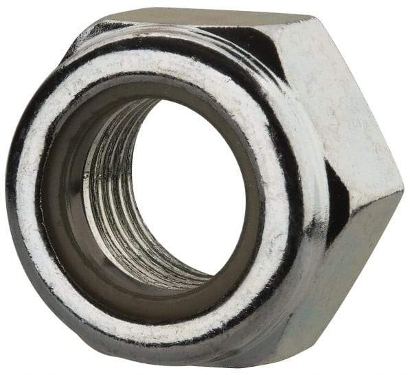 Value Collection - M14x1.50 Metric Fine Grade 8 Hex Lock Nut with Nylon Insert - 14mm High, Zinc-Plated Finish - Exact Industrial Supply