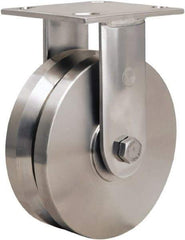 Hamilton - 6" Diam x 2" Wide, Stainless Steel Swivel Caster - 800 Lb Capacity, Top Plate Mount, 3-3/4" x 4-1/2" Plate, Stainless Steel Precision Ball Bearing - Exact Industrial Supply