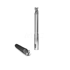 Square End Mill: 1/8'' Dia, 1/4'' LOC, 1/8'' Shank Dia, 2'' OAL, 3 Flutes, Solid Carbide Single End, Uncoated, Upcut Flute, 37 ° Helix, Centercutting, RH Cut, RH Flute, Series 1026 & Alumigator