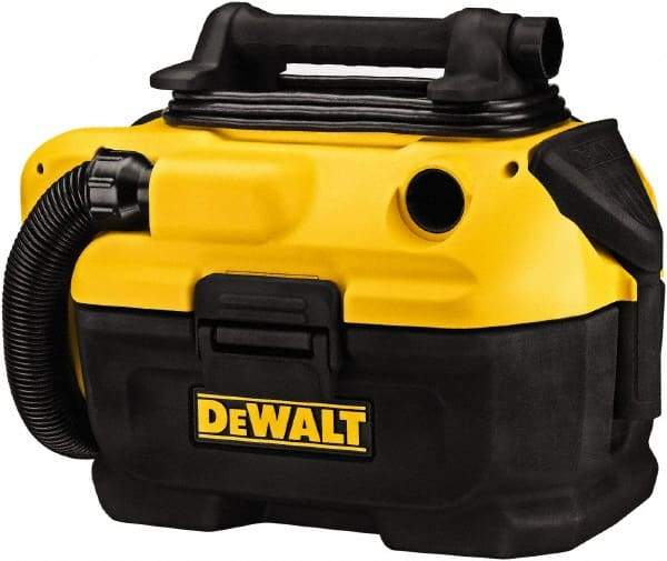 DeWALT - 2 Gal Plastic Tank, Electric & Battery Powered Wet/Dry Vacuum - 120 VAC & 18/20 Volt, 5' Hose Fitting, Cordless, HEPA Filter, Accessories Included - Exact Industrial Supply