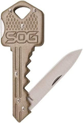 SOG Specialty Knives - 1-1/2" Blade, Straight Drop Point Folding Knife - 2-1/2" Closed Length, Stainless Steel - Exact Industrial Supply